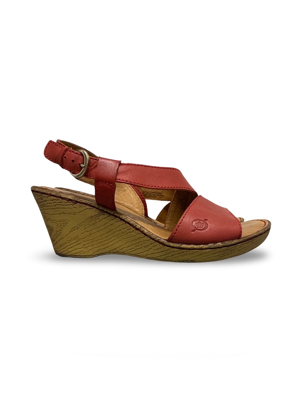 Born Red Leather Wedge Sandals Women’s 8